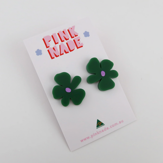 Maggie Flower Stud Earrings - Green