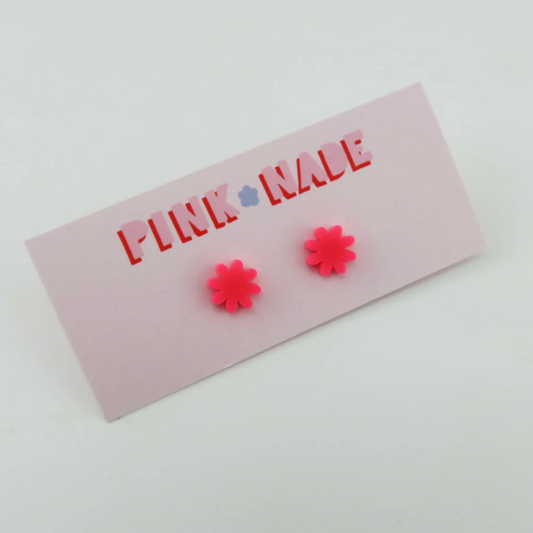 Small Daisy Stud Earrings - Hot Pink