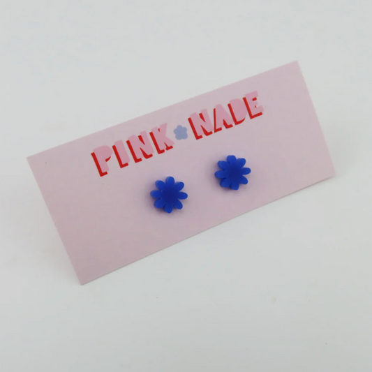 Small Daisy Stud Earrings - Blue