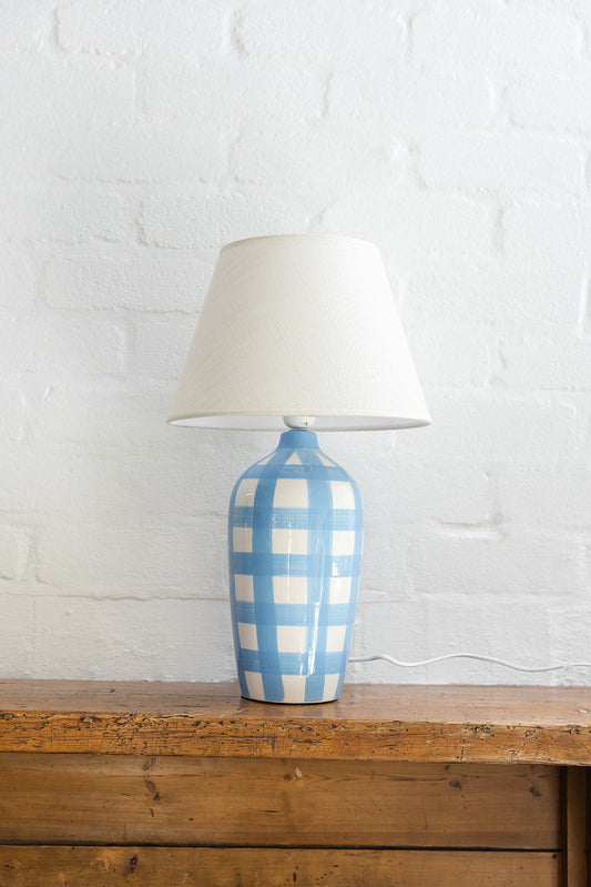 Cornflower Blue Gingham Lamp