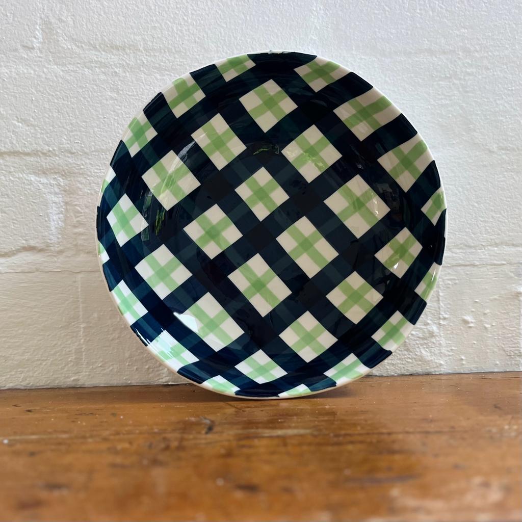 Salad Bowl - Navy & Mint Green Gingham