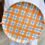 Orange and Blue Gingham Platter