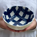 Small Navy Gingham Bowl