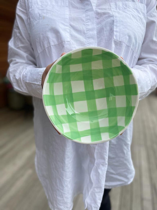 Small Mint Green Gingham Bowl
