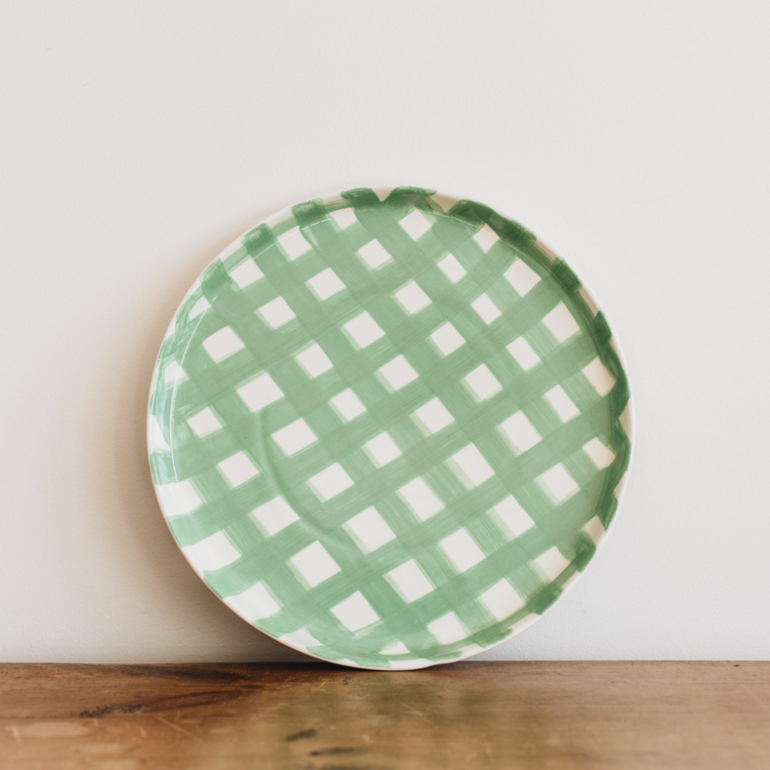 Mint Green Gingham Platter